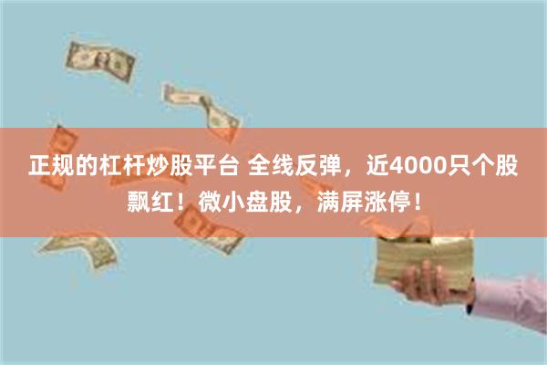 正规的杠杆炒股平台 全线反弹，近4000只个股飘红！微小盘股，满屏涨停！