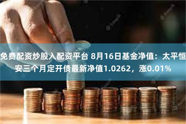 免费配资炒股入配资平台 8月16日基金净值：太平恒安三个月定开债最新净值1.0262，涨0.01%