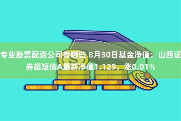 专业股票配资公司有哪些 8月30日基金净值：山西证券超短债A最新净值1.129，涨0.01%