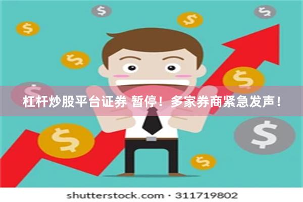 杠杆炒股平台证券 暂停！多家券商紧急发声！